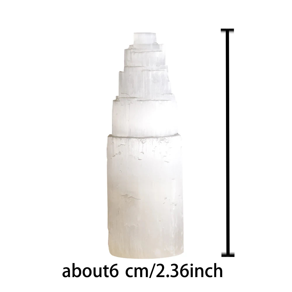 Natural white selenite gypsum Crystal Tower Skyscraper Castle Clear collection of Moroccan crystal mineral craft statues