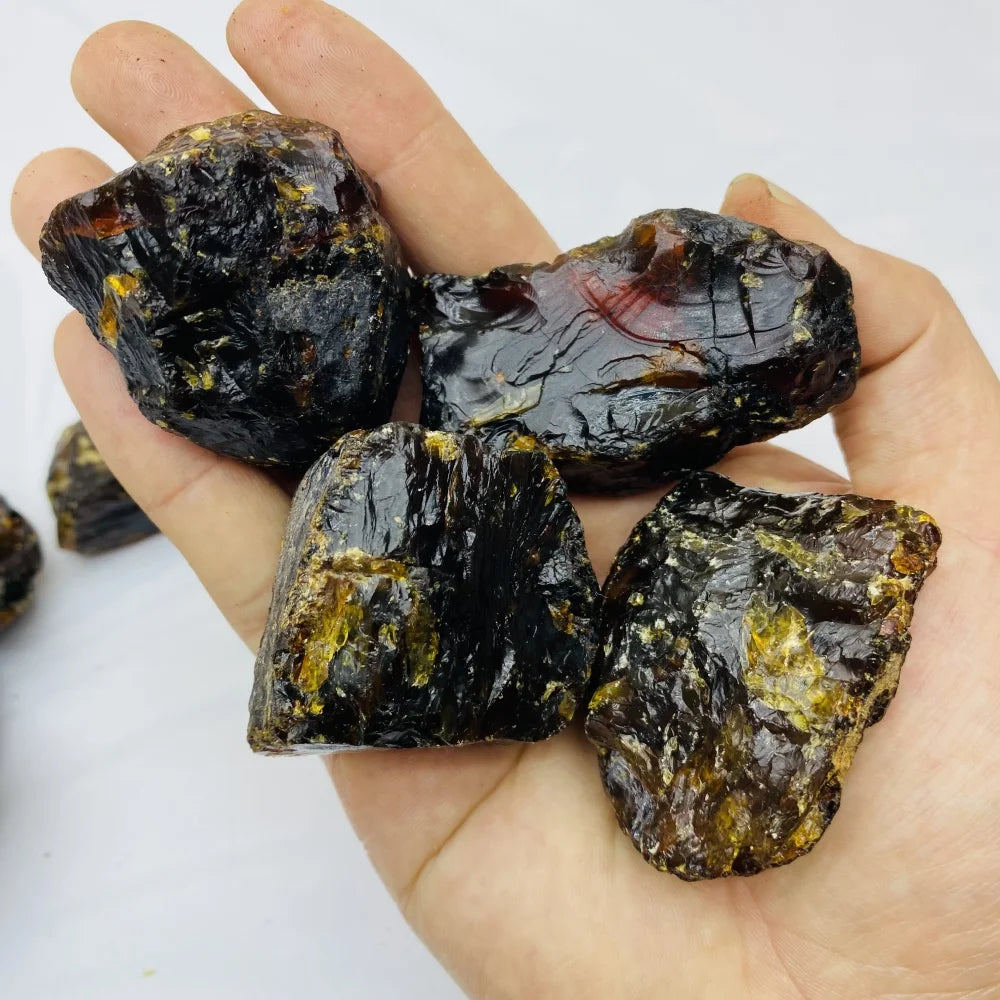 🔮 Natural Amber Crystal Rough — Northern Lights Burmese Blood Amber