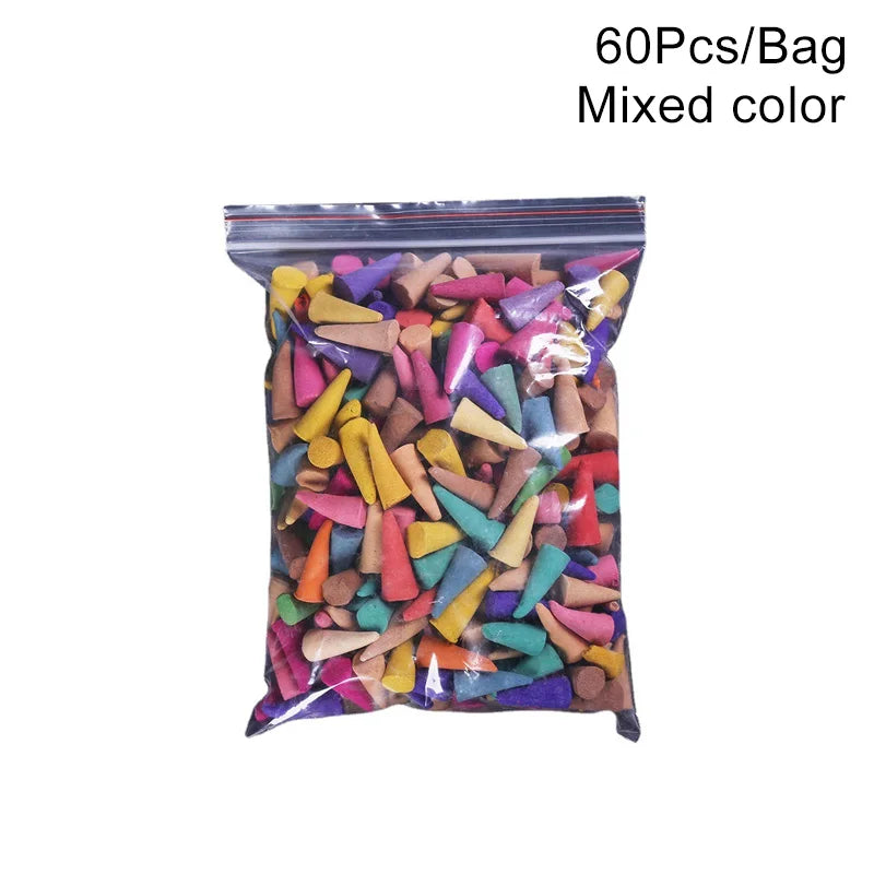 🌿 60-Piece Natural Backflow Incense Cones — Mixed Floral Scents