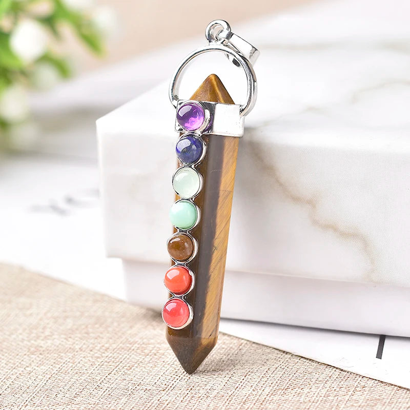 π Seven Chakra Crystal Pendant Necklace β Natural Healing Energy Amulet