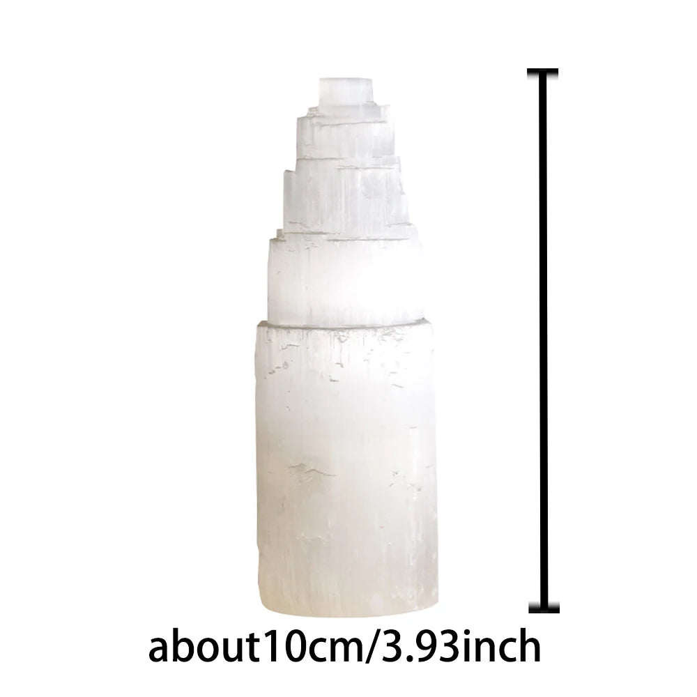 Natural white selenite gypsum Crystal Tower Skyscraper Castle Clear collection of Moroccan crystal mineral craft statues