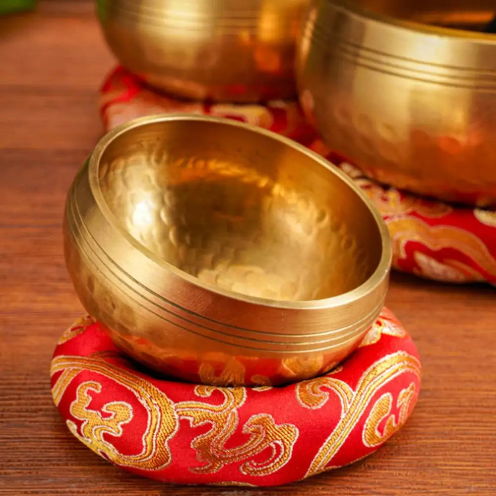 🔔 Handmade Nepal Tibetan Singing Bowl Set – 8cm Brass Sound Bowl for Meditation, Yoga & Chakra Healing