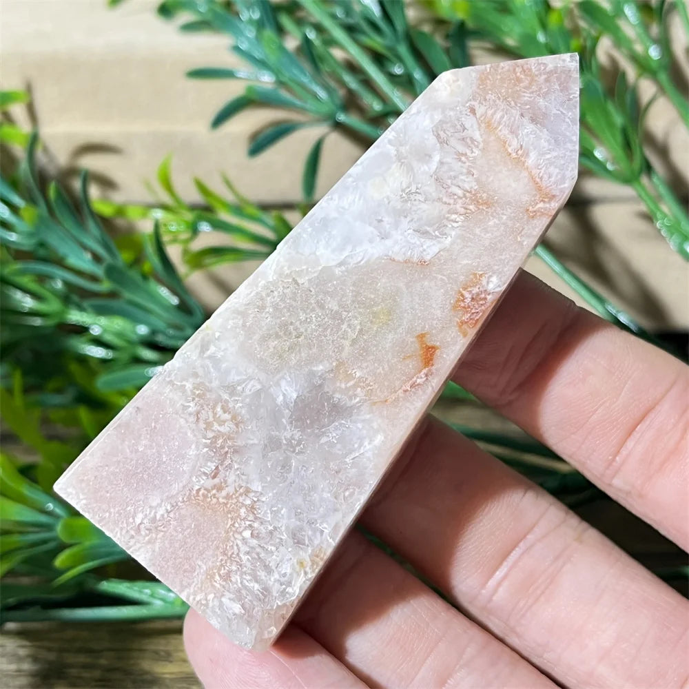 🌸 Natural Pink Amethyst & Flower Agate Crystal Tower with Druzy Quartz Point