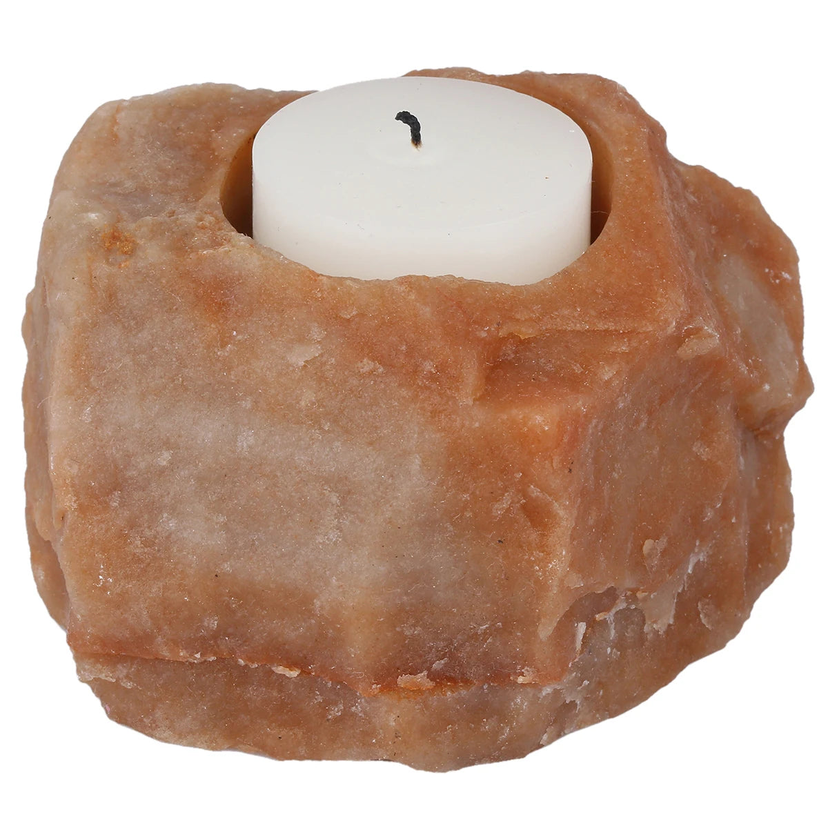 π Natural Fluorite Crystal Tealight Candle Holder