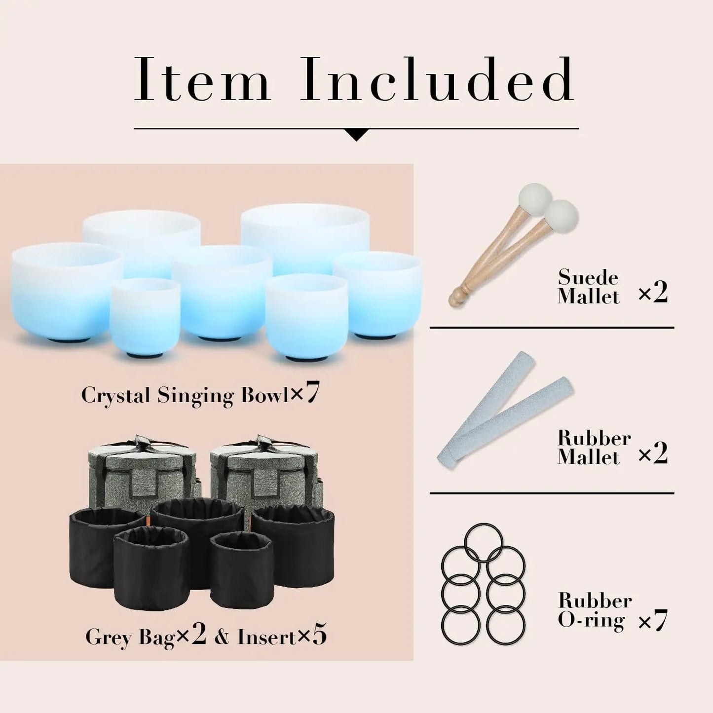 🔵 CVNC 432Hz Azure Blue Frosted Quartz Singing Bowl Chakra Set (7pcs)