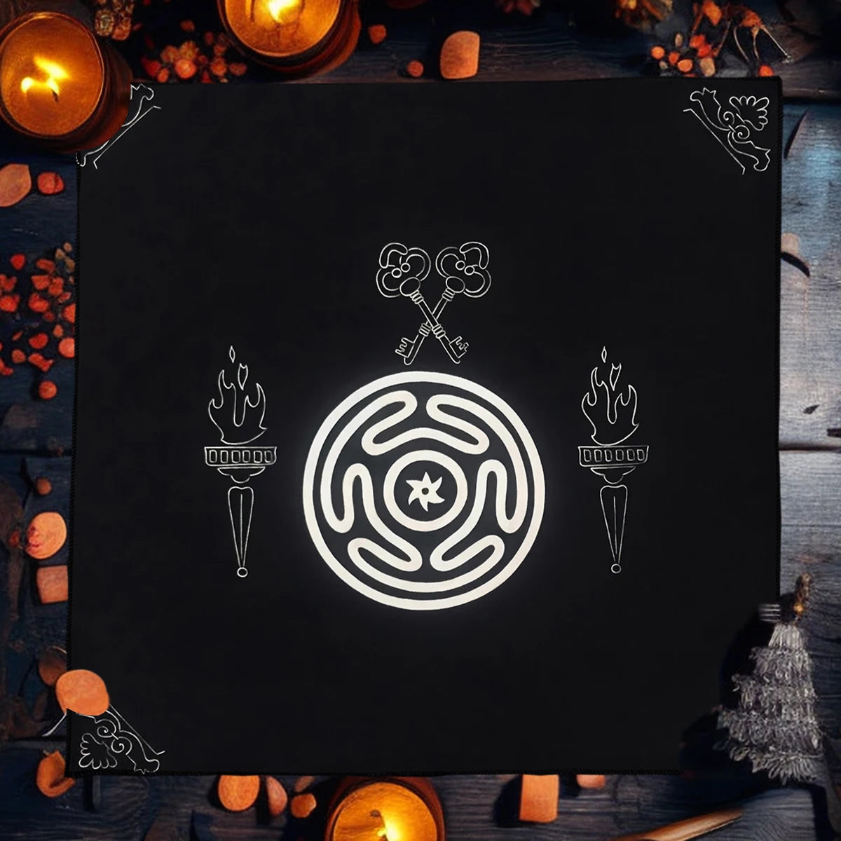 🌒🔮 Hecate Goddess Tarot Tablecloth — Altar Cloth for Readings, Divination & Rituals