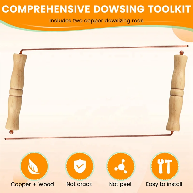 🔮 AB06 Premium Copper Dowsing Rods Kit with Natural Wooden Handles