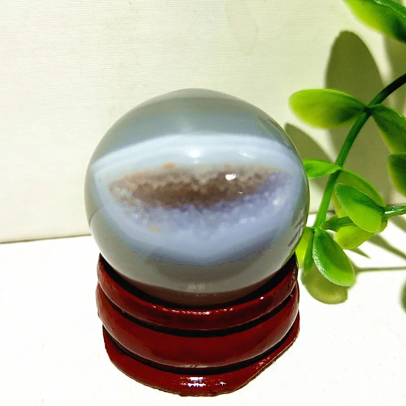 🔮 Natural Agate Druzy Crystal Ball — Geode Sphere for Feng Shui & Energy Healing