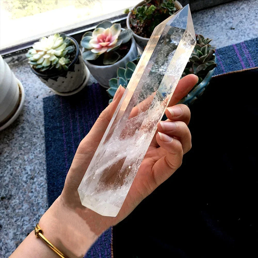 💎 Natural White Crystal Obelisk — Reiki Healing Pillar for Witchcraft, Meditation & Home Décor