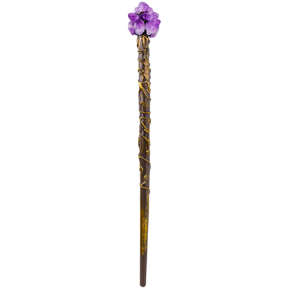 🔮 Handmade Natural Crystal Magic Wand – Witchcraft & Cosplay Ritual Tool