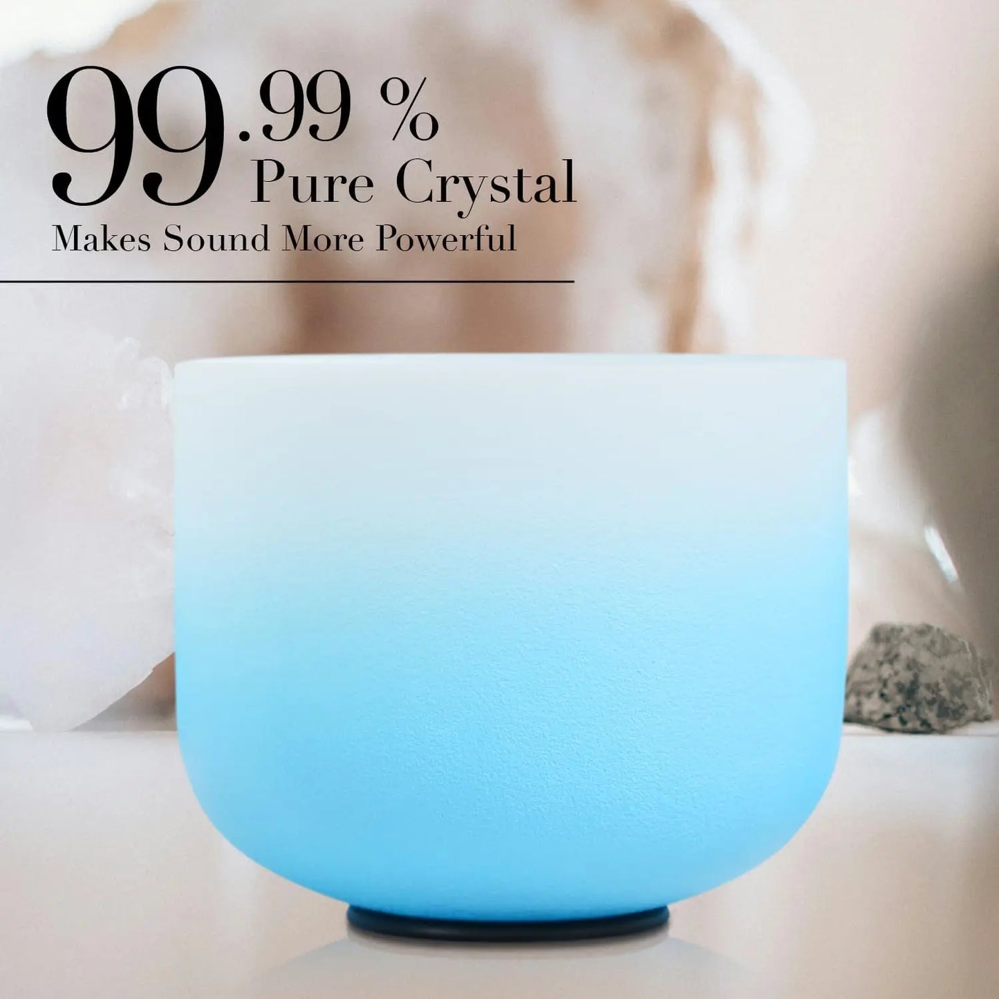 🔵 CVNC 432Hz Azure Blue Frosted Quartz Singing Bowl Chakra Set (7pcs)