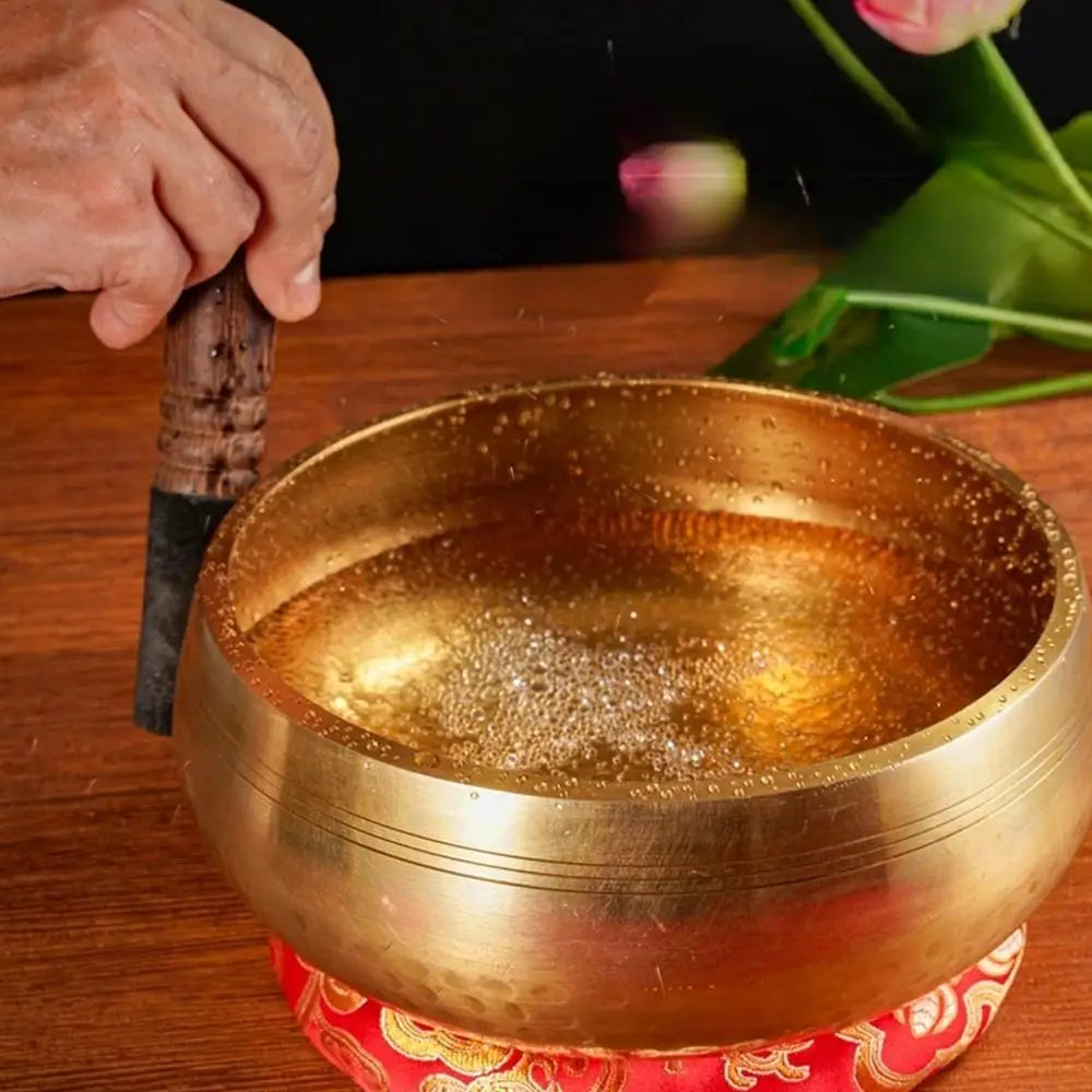 🔔 Handmade Nepal Tibetan Singing Bowl Set – 8cm Brass Sound Bowl for Meditation, Yoga & Chakra Healing