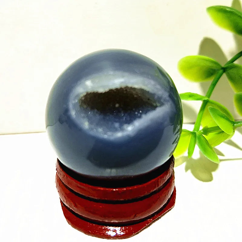 🔮 Natural Agate Druzy Crystal Ball — Geode Sphere for Feng Shui & Energy Healing