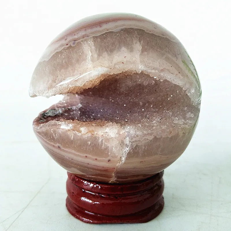 🔮 Natural Agate Druzy Crystal Ball — Geode Sphere for Feng Shui & Energy Healing