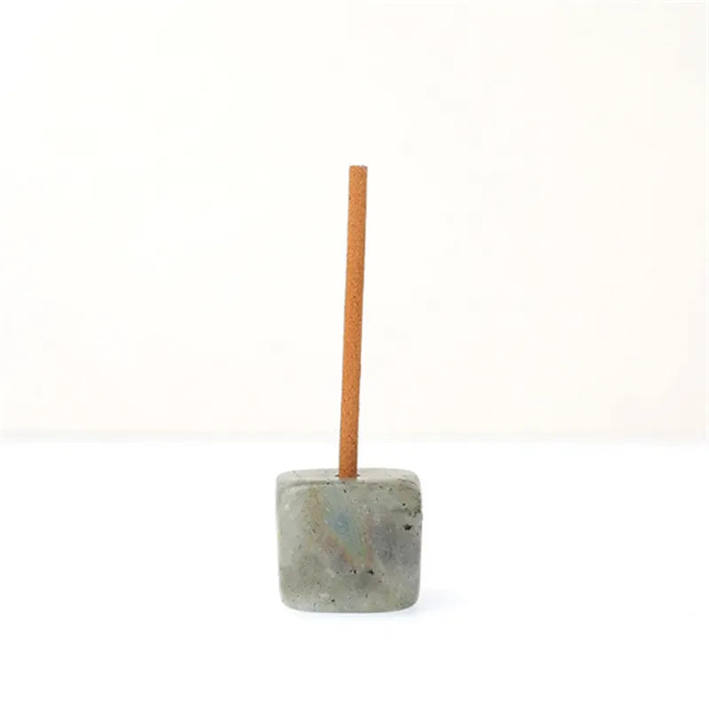 🔮 Handmade Labradorite & Quartz Crystal Incense Holder