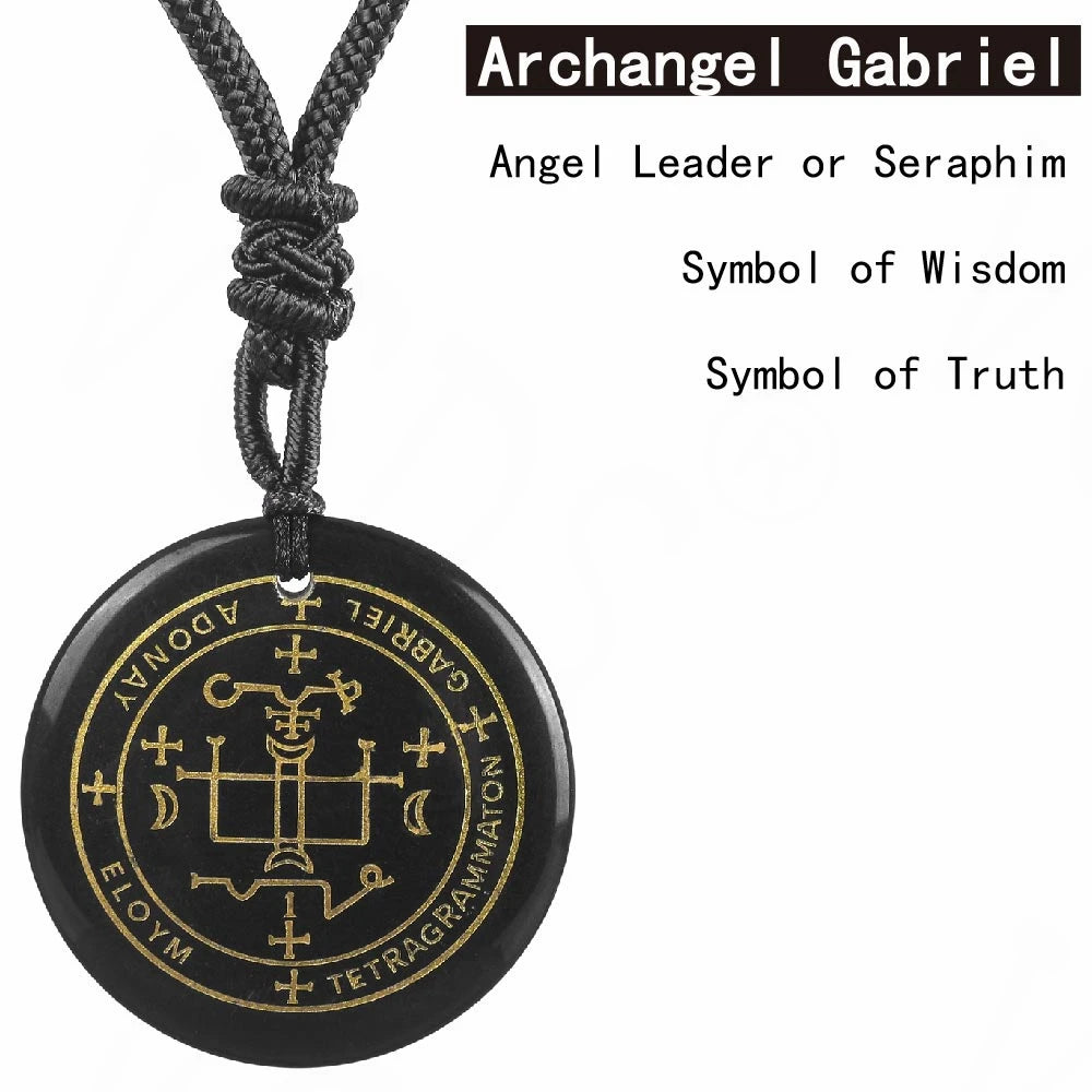 Quartz Obsidian Seven Archangel Pendant