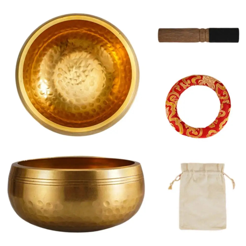 🔔 Handmade Nepal Tibetan Singing Bowl Set – 8cm Brass Sound Bowl for Meditation, Yoga & Chakra Healing