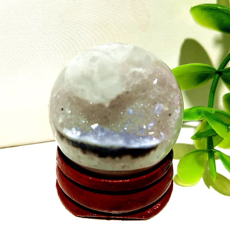 🔮 Natural Agate Druzy Crystal Ball — Geode Sphere for Feng Shui & Energy Healing