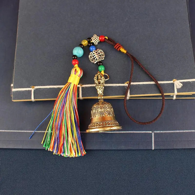 🔔 Retro Tibetan Brass Wind Chime – Die-Cast Copper Bell Pendant for Garden, Patio, and Home Décor