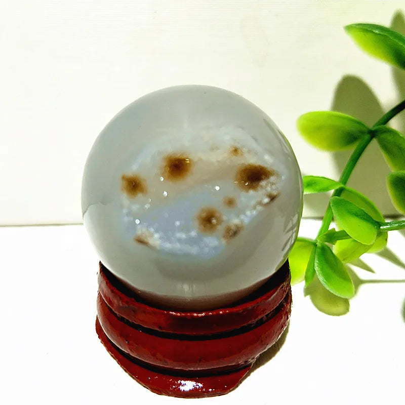 🔮 Natural Agate Druzy Crystal Ball — Geode Sphere for Feng Shui & Energy Healing