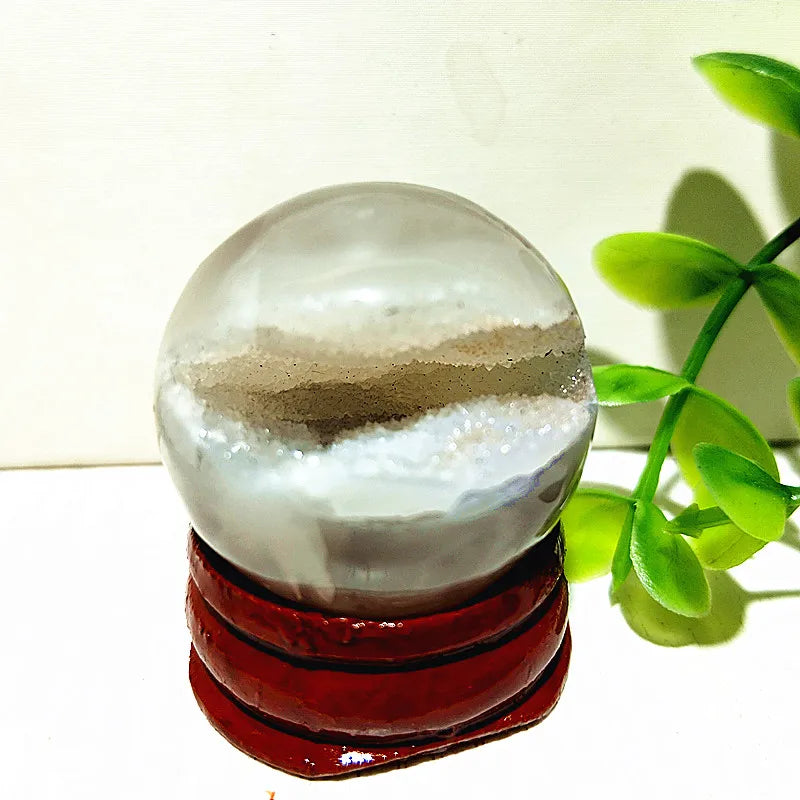 🔮 Natural Agate Druzy Crystal Ball — Geode Sphere for Feng Shui & Energy Healing