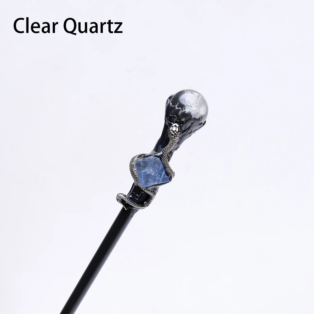 🔮 Natural Crystal Ball Scepter — Elemental Fairy Wand & Ritual Altar Decor