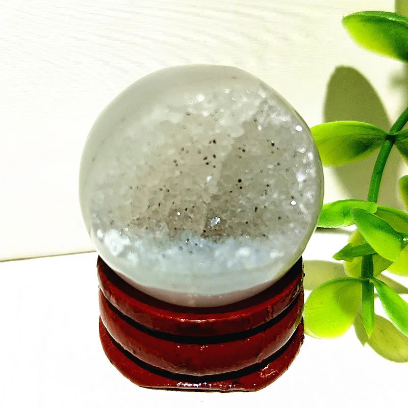🔮 Natural Agate Druzy Crystal Ball — Geode Sphere for Feng Shui & Energy Healing