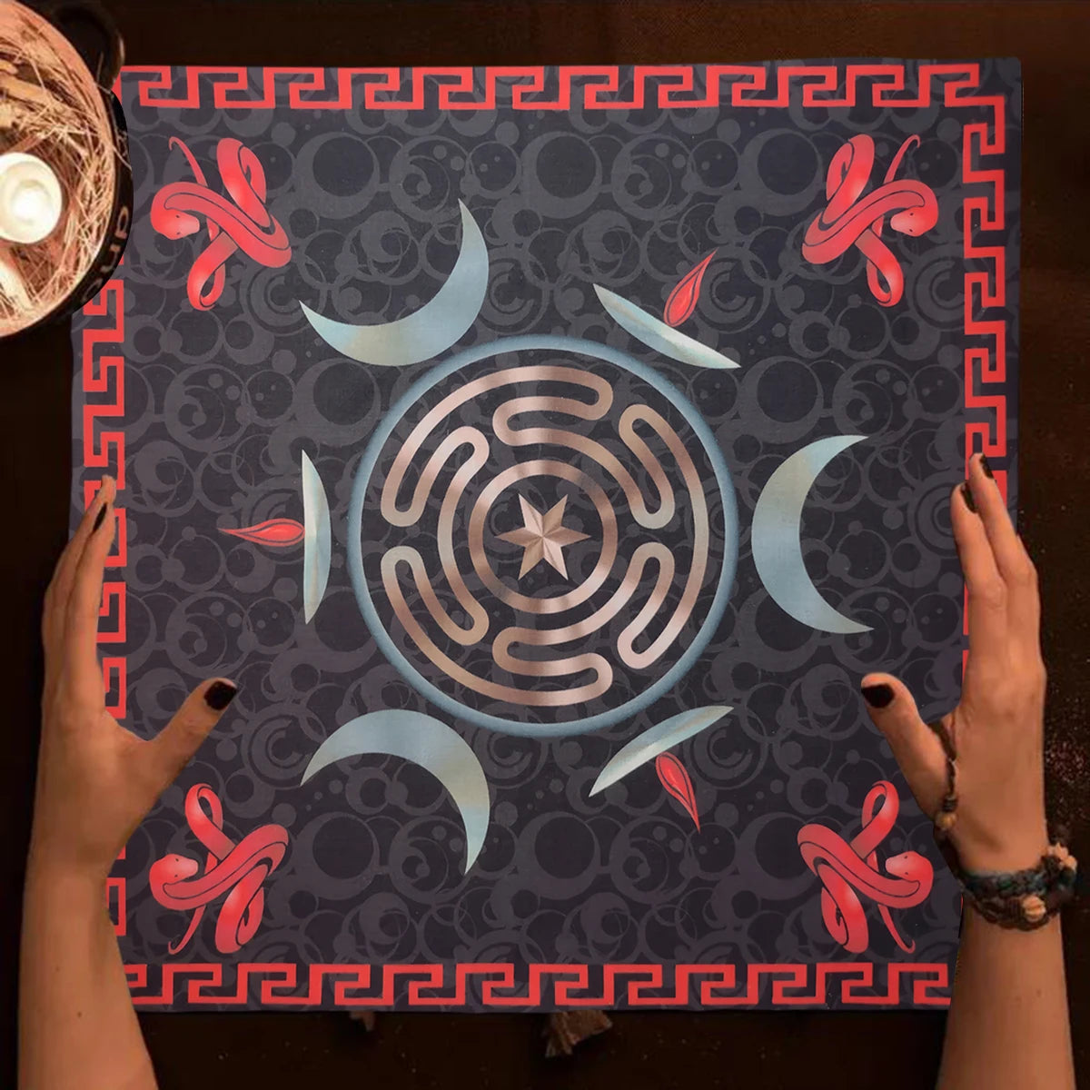 🌒🔮 Hecate Goddess Tarot Tablecloth — Altar Cloth for Readings, Divination & Rituals