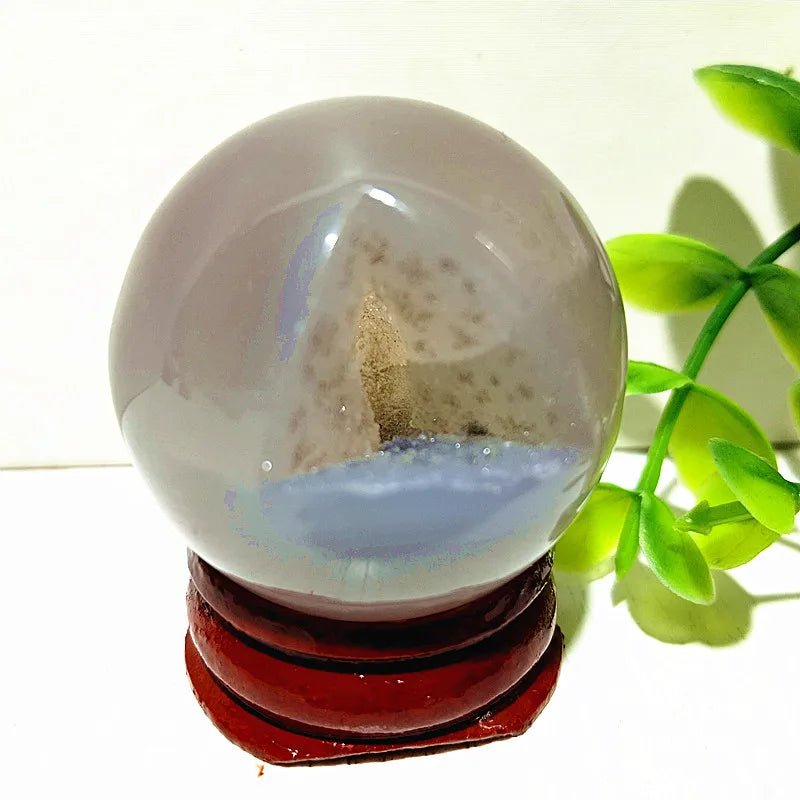 🔮 Natural Agate Druzy Crystal Ball — Geode Sphere for Feng Shui & Energy Healing