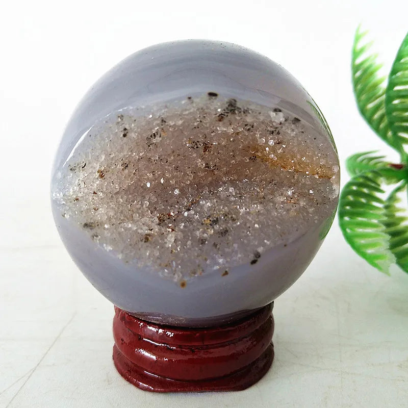🔮 Natural Agate Druzy Crystal Ball — Geode Sphere for Feng Shui & Energy Healing