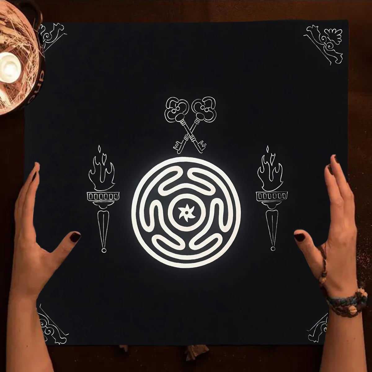 🌒🔮 Hecate Goddess Tarot Tablecloth — Altar Cloth for Readings, Divination & Rituals
