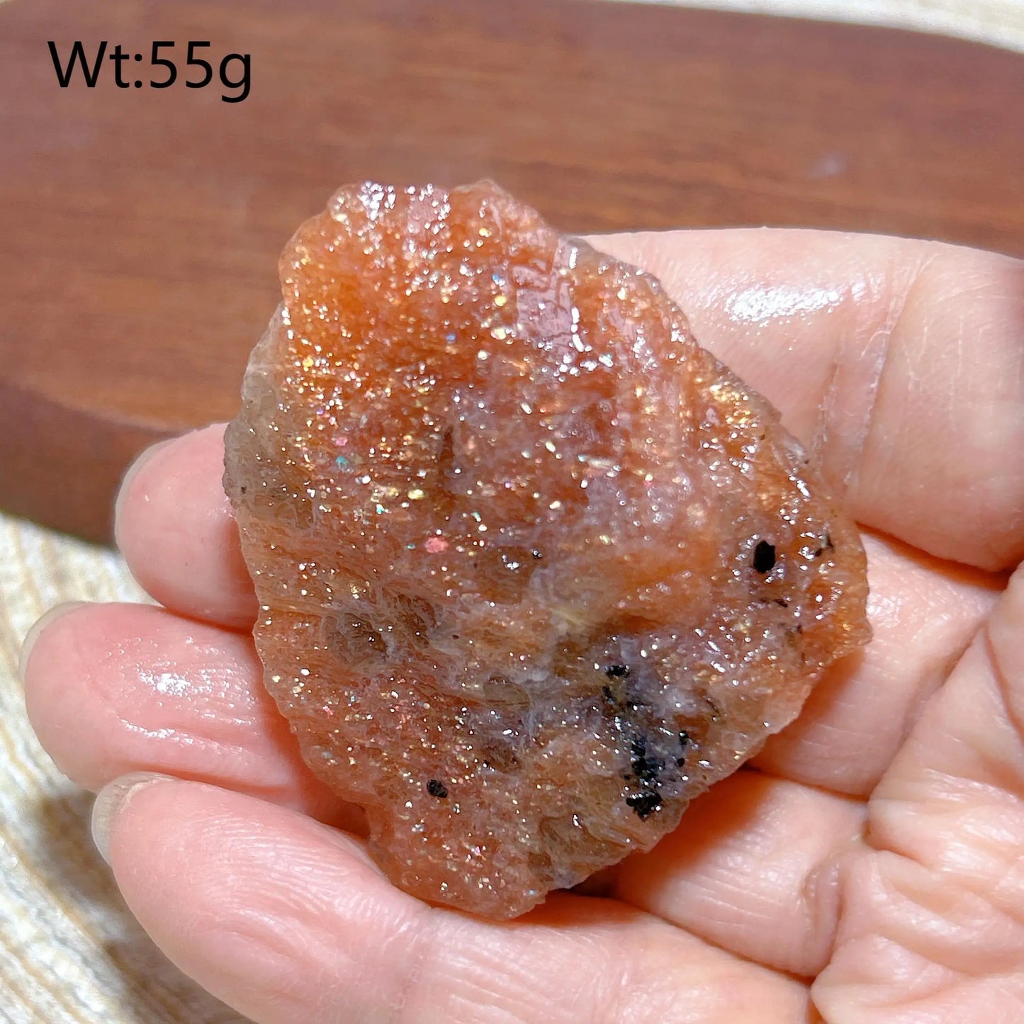 Natural Crystal Gem Sunstone Raw Stone Golden Rainbow Flash Gemstone Desk Reiki Home Decoration Gift Rare Prismatic