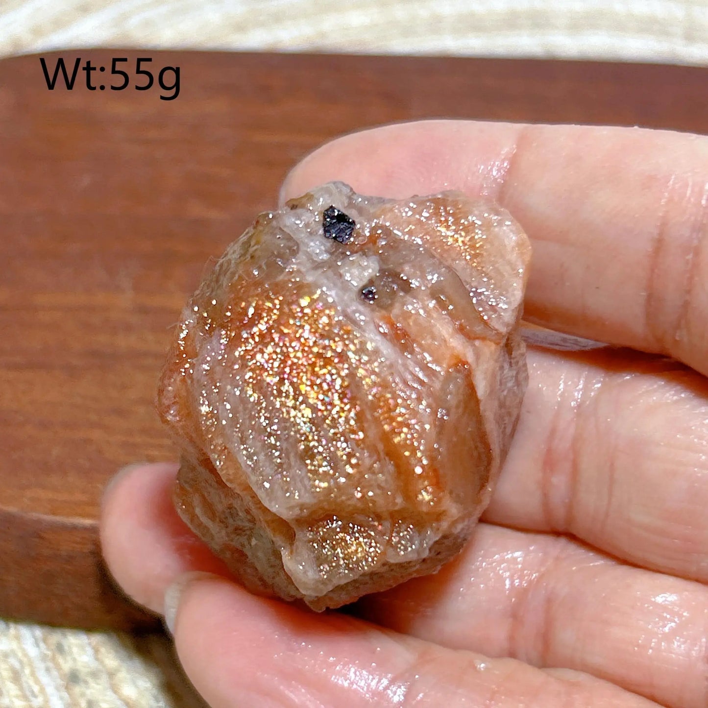 Natural Crystal Gem Sunstone Raw Stone Golden Rainbow Flash Gemstone Desk Reiki Home Decoration Gift Rare Prismatic