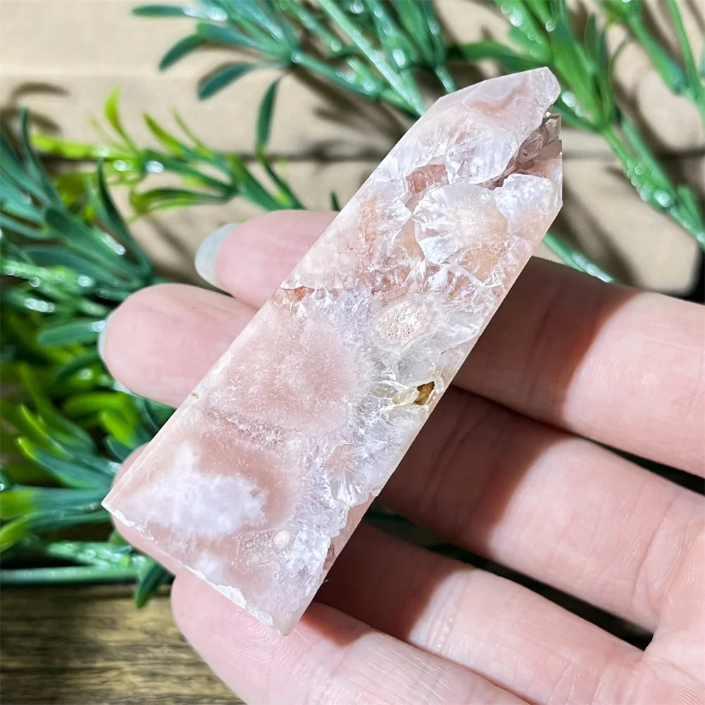 🌸 Natural Pink Amethyst & Flower Agate Crystal Tower with Druzy Quartz Point