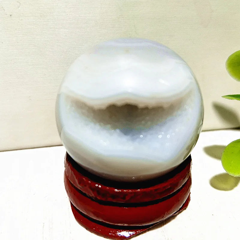 🔮 Natural Agate Druzy Crystal Ball — Geode Sphere for Feng Shui & Energy Healing