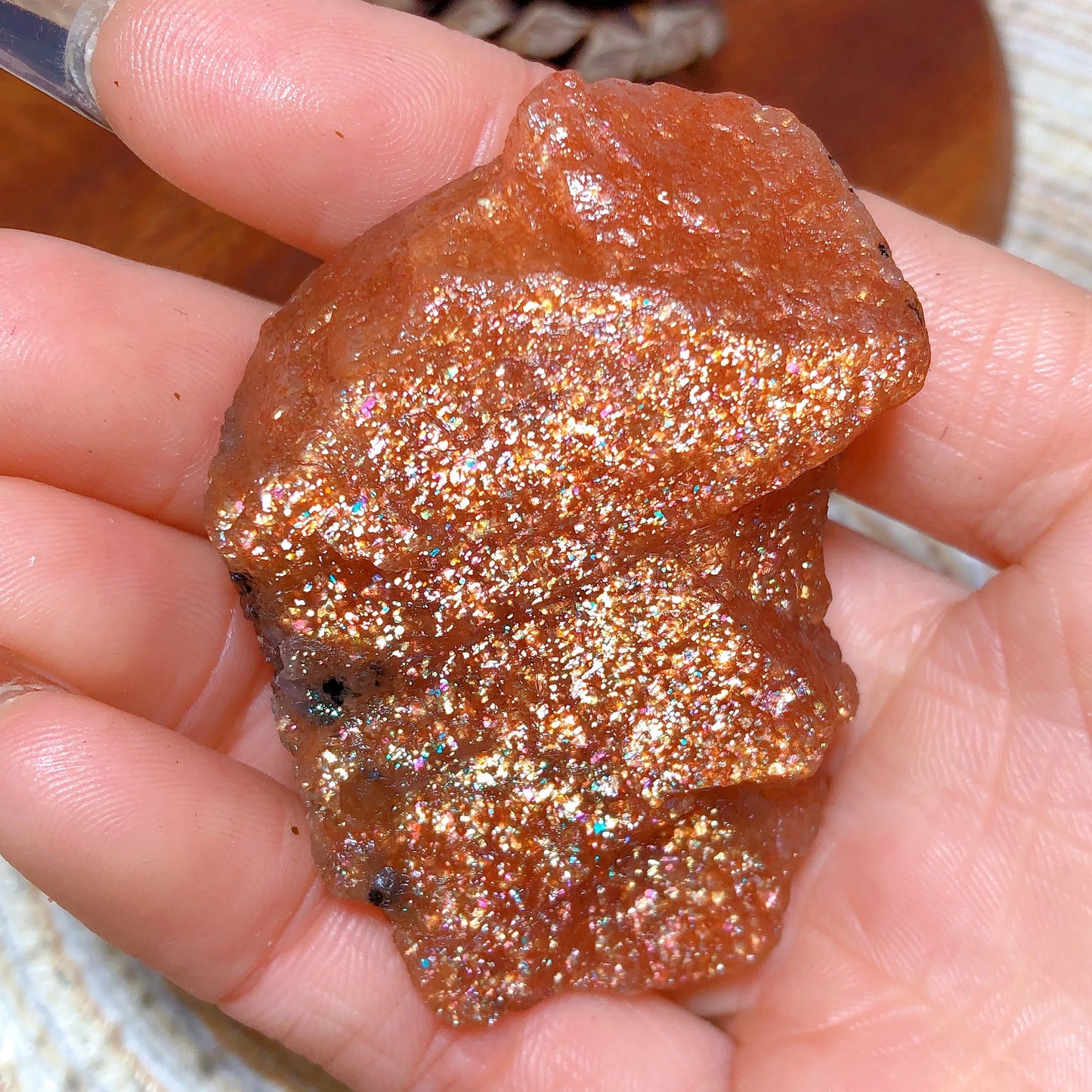 Natural Crystal Gem Sunstone Raw Stone Golden Rainbow Flash Gemstone Desk Reiki Home Decoration Gift Rare Prismatic