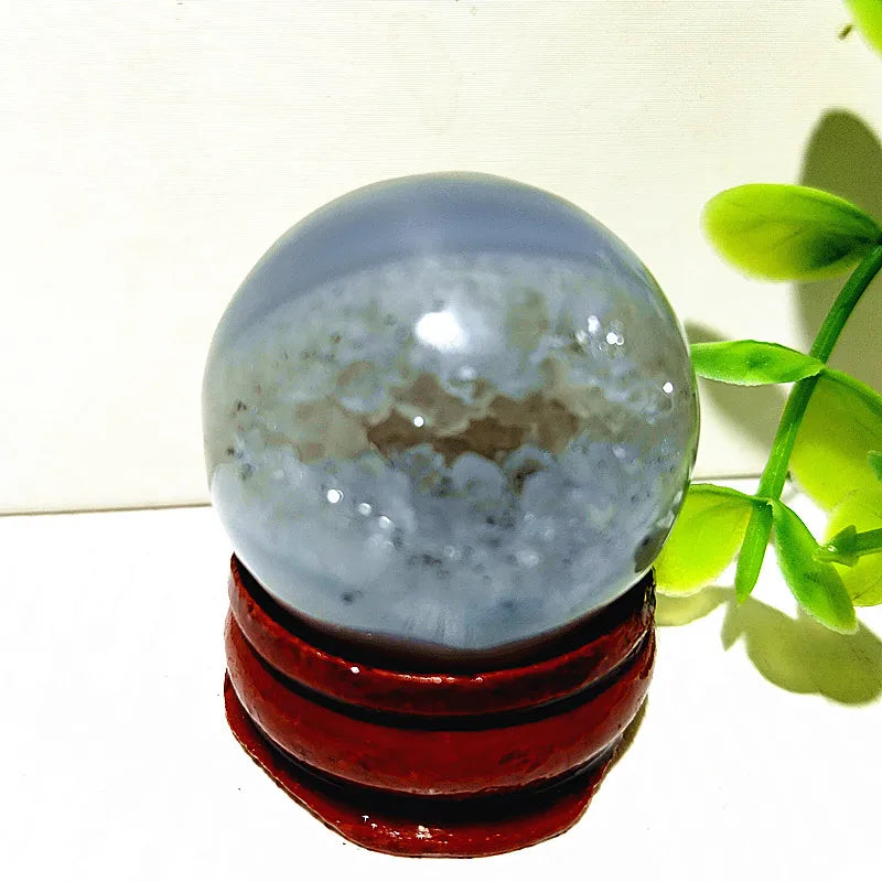 🔮 Natural Agate Druzy Crystal Ball — Geode Sphere for Feng Shui & Energy Healing