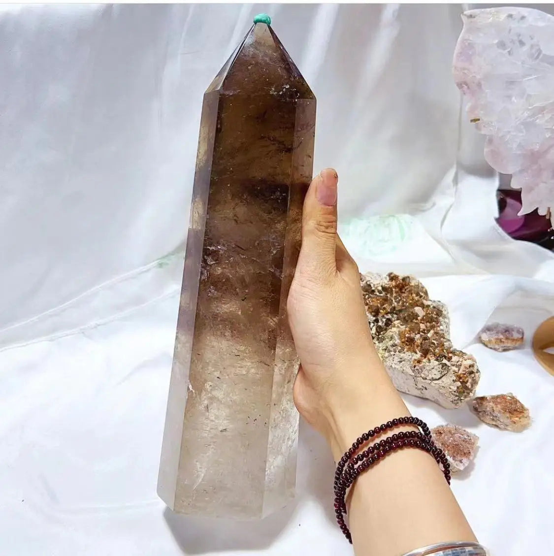 🌫️ Large Smoky Quartz Crystal Tower — Natural Hexagonal Energy Wand