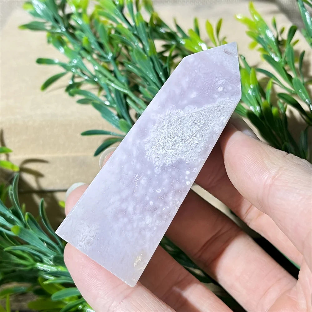 🌸 Natural Pink Amethyst & Flower Agate Crystal Tower with Druzy Quartz Point