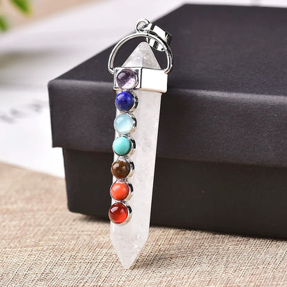 🌈 Seven Chakra Crystal Pendant Necklace — Natural Healing Energy Amulet