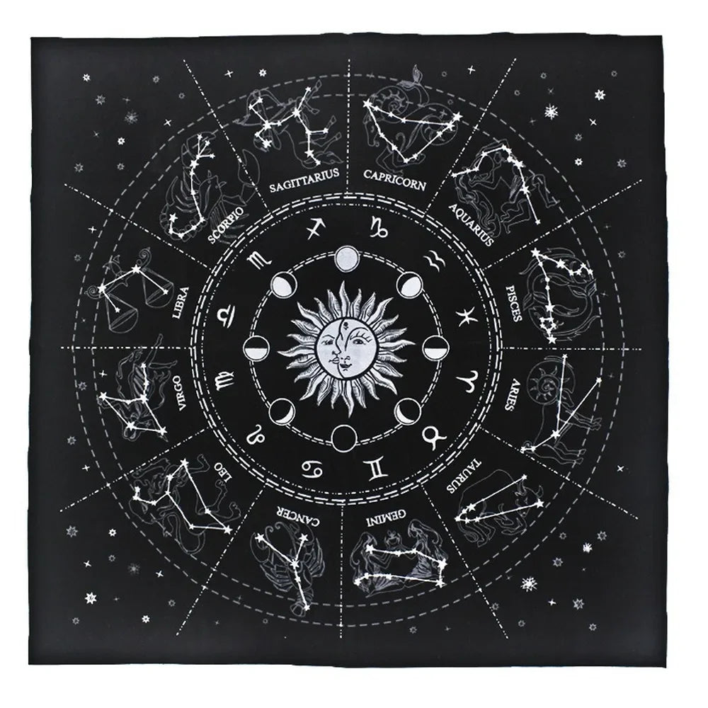 🌌 12 Constellations Velvet Tarot Cloth — Astrology Altar & Divination Table Mat