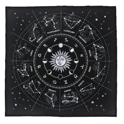 🌌 12 Constellations Velvet Tarot Cloth — Astrology Altar & Divination Table Mat