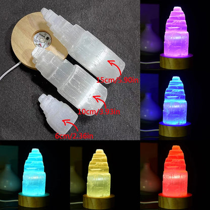 Natural white selenite gypsum Crystal Tower Skyscraper Castle Clear collection of Moroccan crystal mineral craft statues