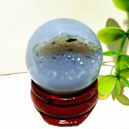 🔮 Natural Agate Druzy Crystal Ball — Geode Sphere for Feng Shui & Energy Healing