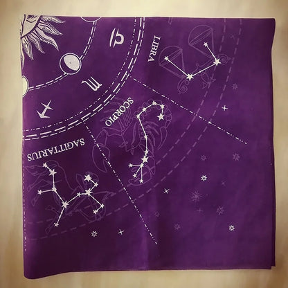 🌌 12 Constellations Velvet Tarot Cloth — Astrology Altar & Divination Table Mat