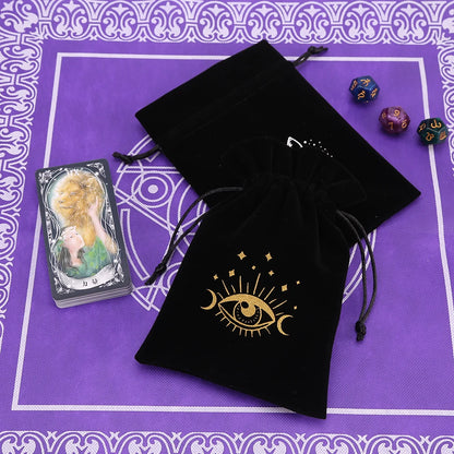 🔮 Black Velvet Moon Phase Tarot Storage Bag