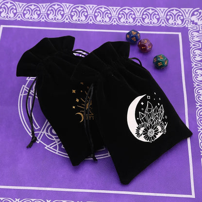 🔮 Black Velvet Moon Phase Tarot Storage Bag