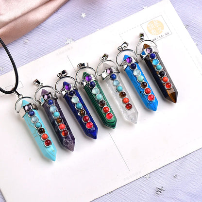 🌈 Seven Chakra Crystal Pendant Necklace — Natural Healing Energy Amulet