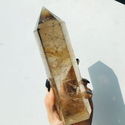 🌫️ Large Smoky Quartz Crystal Tower — Natural Hexagonal Energy Wand