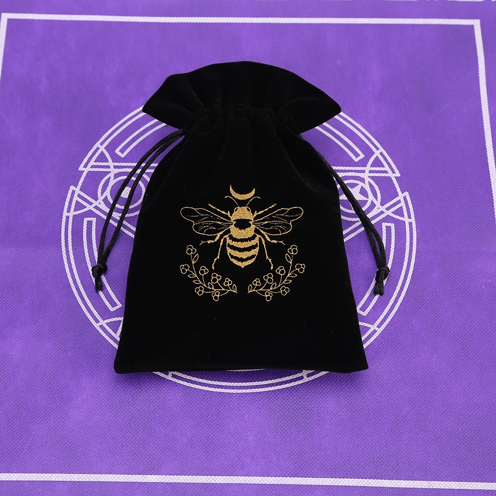 🔮 Black Velvet Moon Phase Tarot Storage Bag